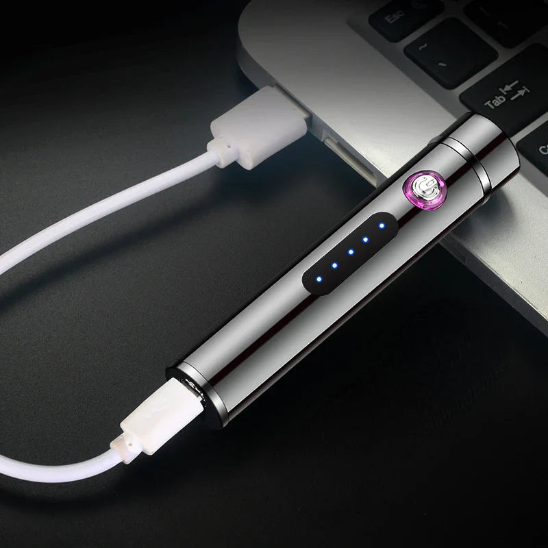 Edles Herren-Geschenk: Wiederaufladbares USB-Lichtbogen-Feuerzeug. Windfestes Plasma-Feuerzeug aus Metall, flammenlos.