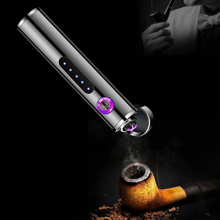 Metall-Zylinder USB-Feuerzeug für Herren. Elegantes, windfestes Lichtbogen-Feuerzeug, wiederaufladbar & flammenlos.