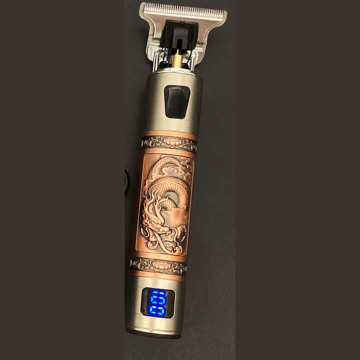 Kabelloser Präzisions-Haarschneider für Herren mit Totenkopf-Design. Vintage-Trimmer für Bart & Frisuren.