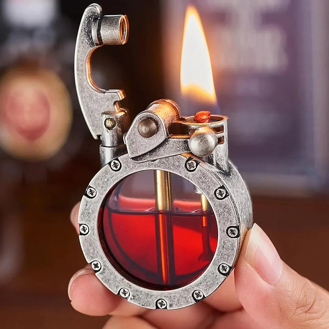 Elegantes Retro Metall-Kerosinfeuerzeug, nachfüllbar, perfekt als Herren-Accessoire oder Geschenkidee.