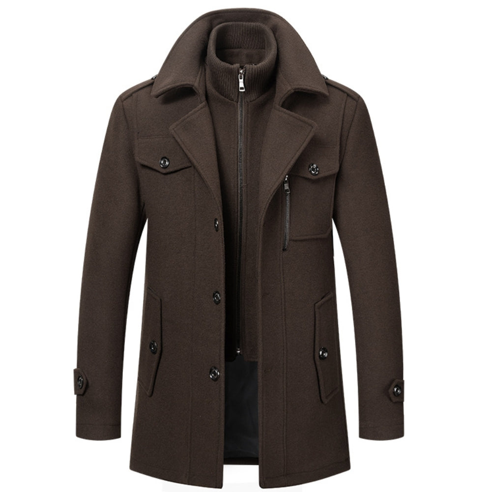 Herren Wintermantel im Zweiteiler-Look, winddicht & elegant, perfekt für einen kompletten Business- oder Freizeit-Look.