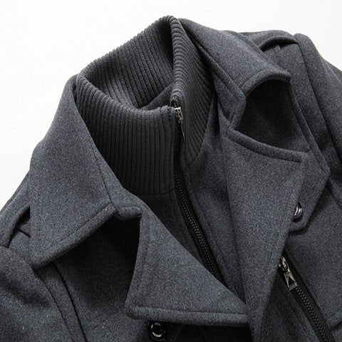 Eleganter Herren Zweiteiler Mantel, winddichtes Design für optimalen Winterschutz und smarten Look.