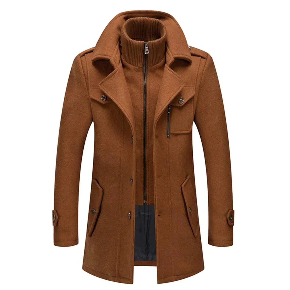 Moderner klassischer Herren Zweiteiler Mantel, elegant, winddicht und stilvoll für die Wintermode.