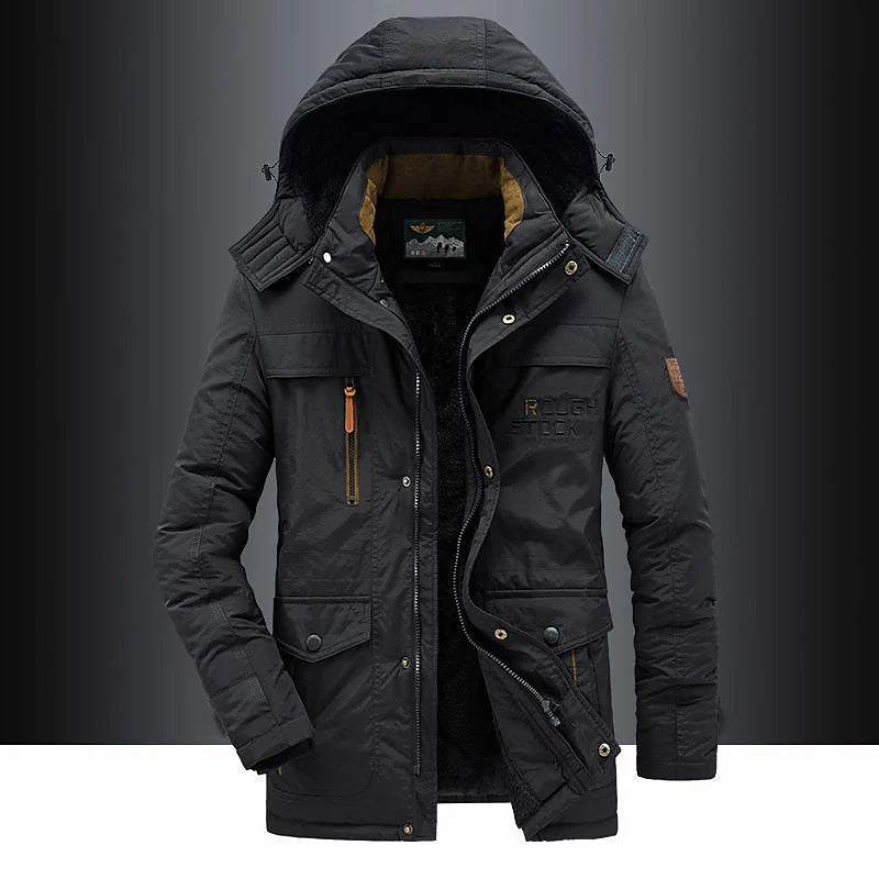Stilvoller Herren Wintermantel, gefüttert & wattiert, bietet optimalen Kälteschutz für Outdoor und Freizeit.