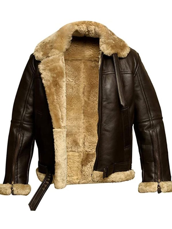 Warme Herren-Bomberjacke mit Shearling-Futter, ideal für Winter & Outdoor. Klassische, bequeme Männerjacke.