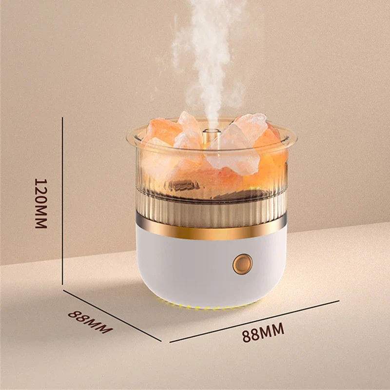 Entspannende Himalaya Salzkristalllampe mit USB Diffusor und Luftbefeuchter für Wohlbefinden & ruhige Atmosphäre.