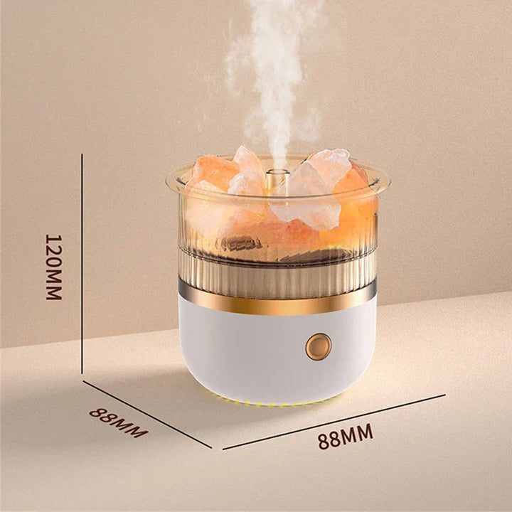 Himalaya Salzkristalllampe mit LED-Licht & Aromatherapie-Diffusor für entspanntes Ambiente und Raumduft.