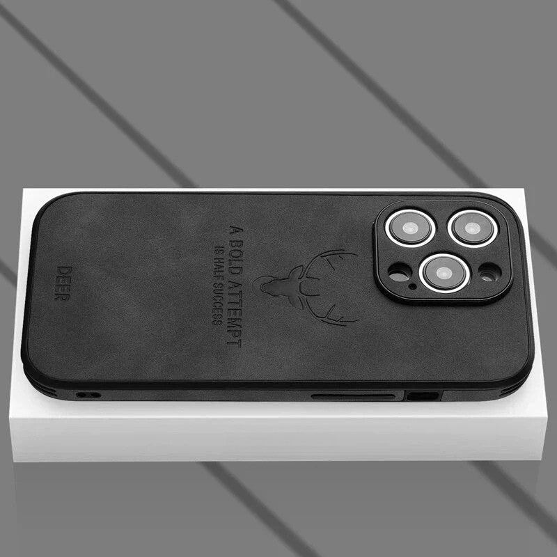 Exklusive iPhone Hülle aus Wildleder, luxuriös, stoßfest & mit Kameraschutzfunktion.