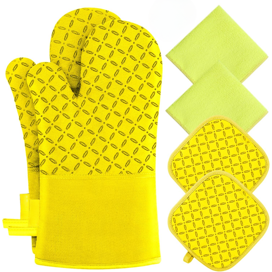 Sicheres Kochen & Backen mit hitzebeständigen Ofenhandschuhen und Topflappen, rutschfest.