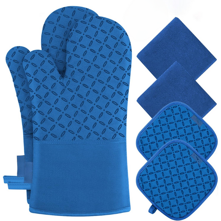 Praktisches Ofenhandschuh-Set (6-teilig) für Backen, Kochen und Grillen – idealer Hitzeschutz.
