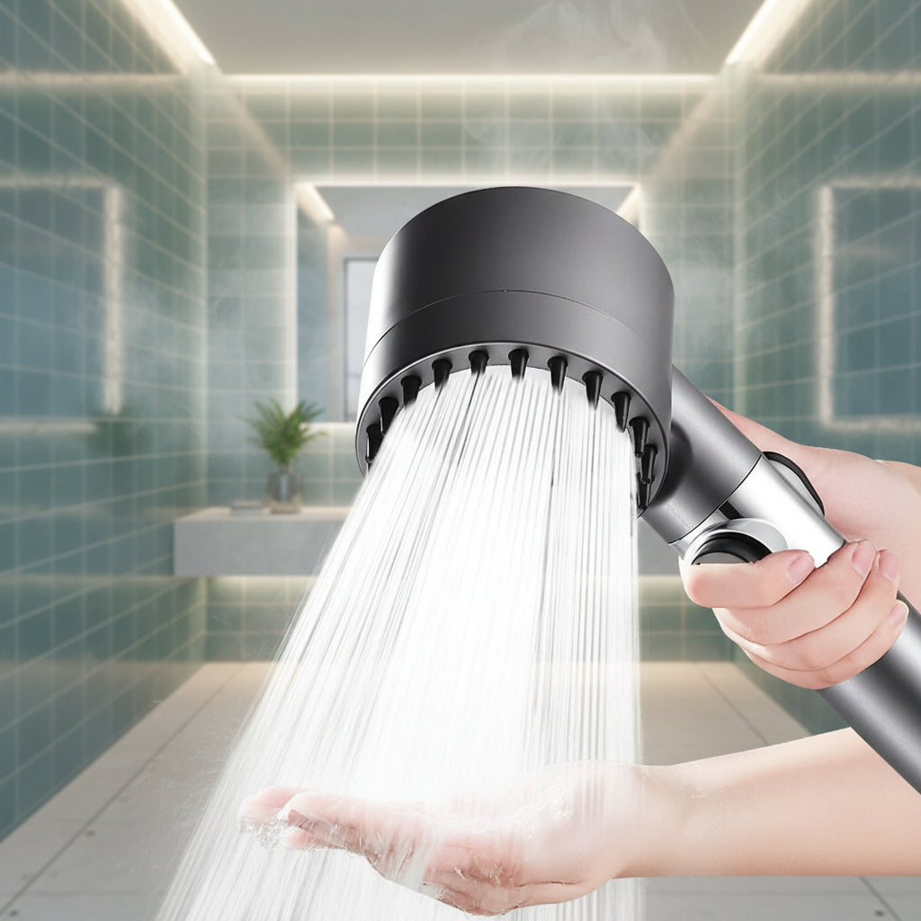 Hochdruck-Duschkopf mit Filtersystem für sauberes, revitalisierendes Duschen und verbesserten Wasserstrahl.