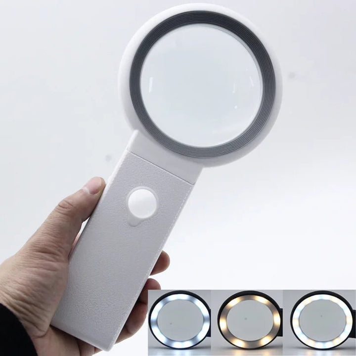 Vielseitige LED-Lupe mit 10x und 30x Vergrößerung, ideal für Reparaturen und filigrane Arbeiten.