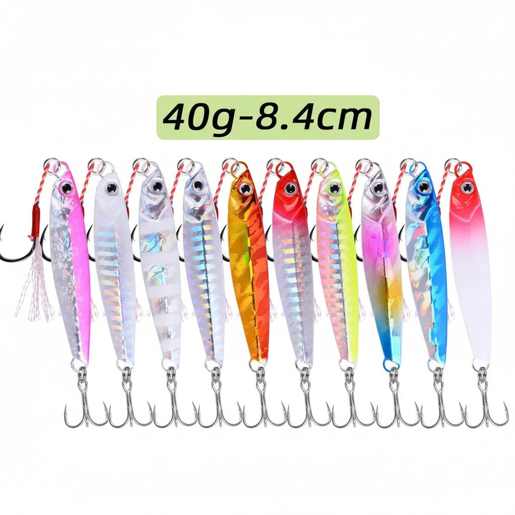 Vielseitiges Angelköder-Set: Metall Jigs für Salzwasser-Angeln, geeignet für verschiedene Fischfangmethoden.