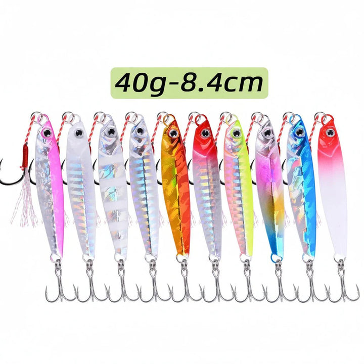 Vielseitiges Angelköder-Set: Metall Jigs für Salzwasser-Angeln, geeignet für verschiedene Fischfangmethoden.