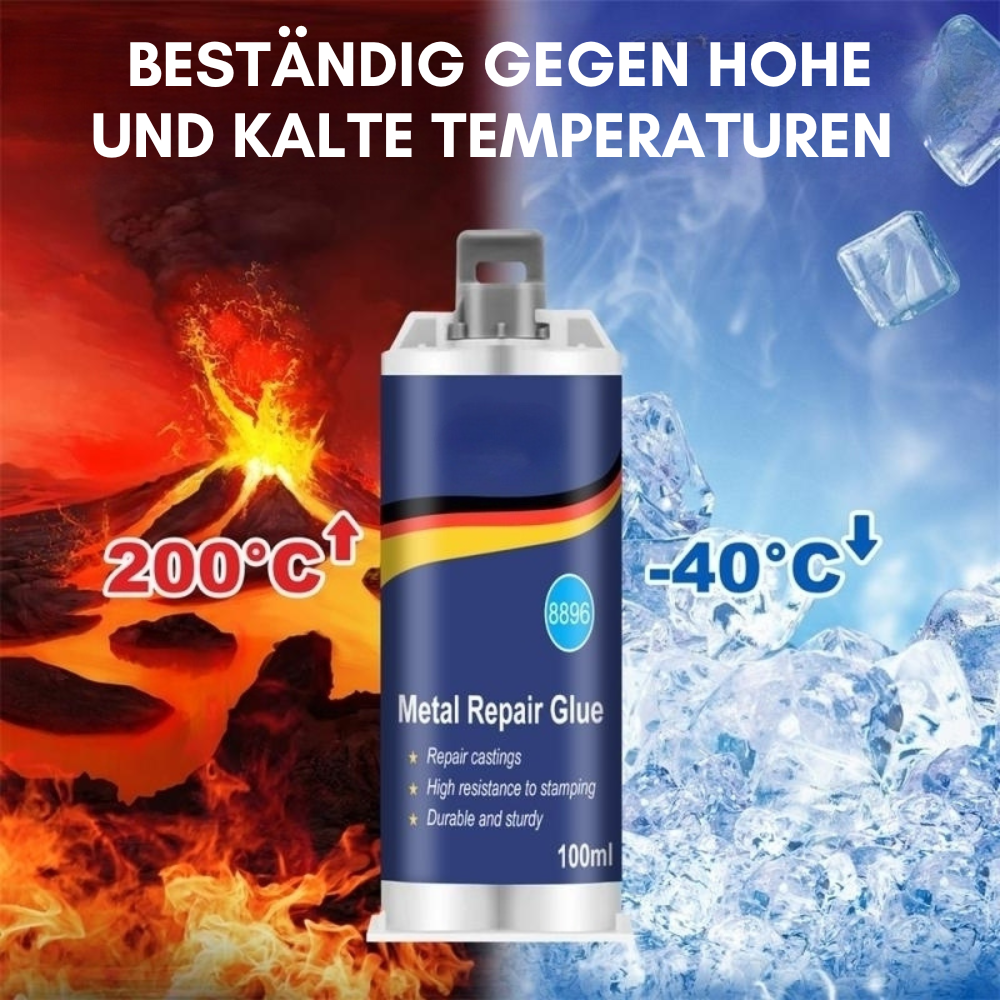Metall-Reparaturset für Gusseisen, Stahl, Alu. Hochleistungskleber zum Kaltschweißen, hitzebeständig & dauerhaft.