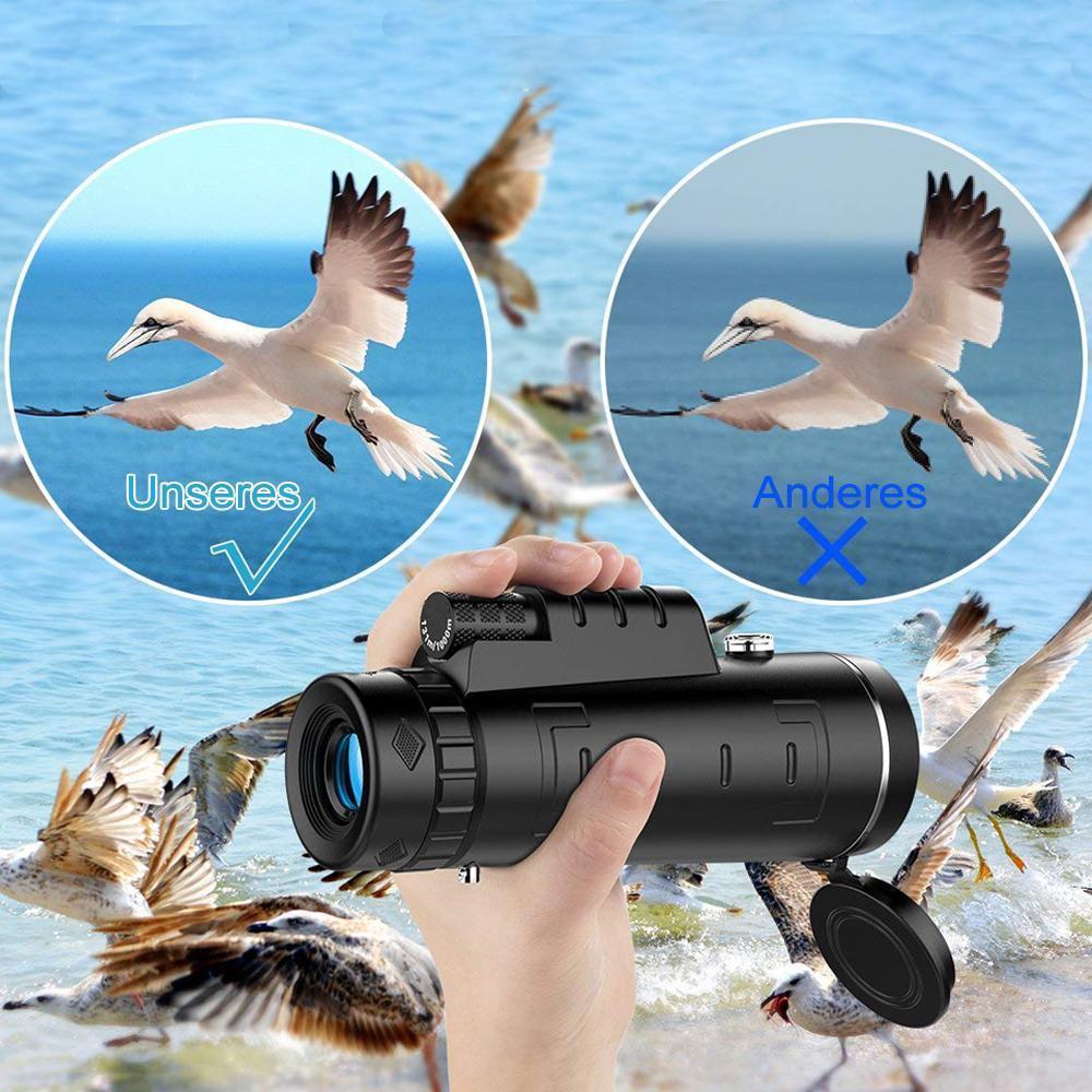 Wasserdichtes Hochleistungs-Monokular mit Adapter, perfekt für Outdoor, Reise und Smartphone-Fotografie.
