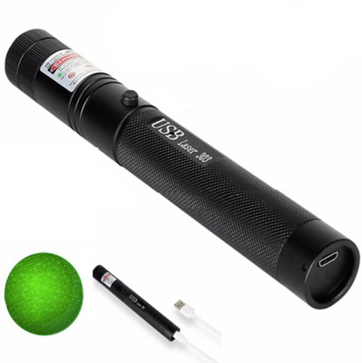 Portabler, wiederaufladbarer USB-Laserpointer in schlankem Design, leicht zu transportieren als praktisches Gadget.