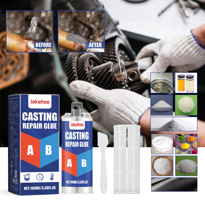 Hochtemperatur Metall-Reparaturklebstoff für Guss. Starker Epoxidharz Kleber, wasserdicht & hitzebeständig.
