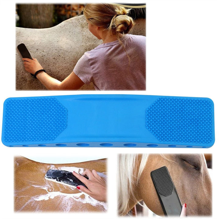 Ergonomische Pferdebürste für eine einfache und effektive Pflegeroutine; ideal für glanzvolles Pferdefell.