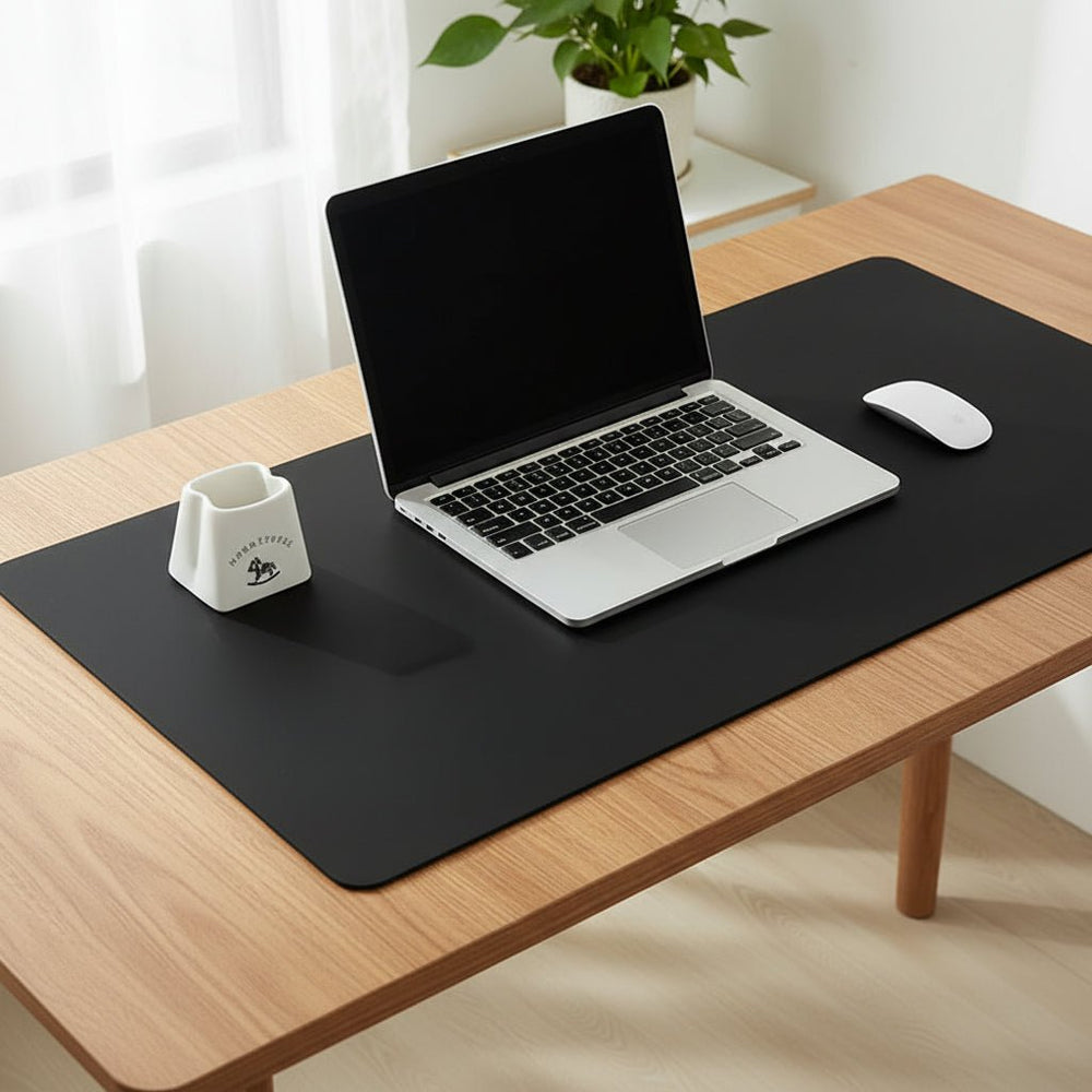 Elegante schwarze PU-Leder Schreibtischunterlage. Rutschfester & wasserfester Schreibtischschutz für Ihr Büro.