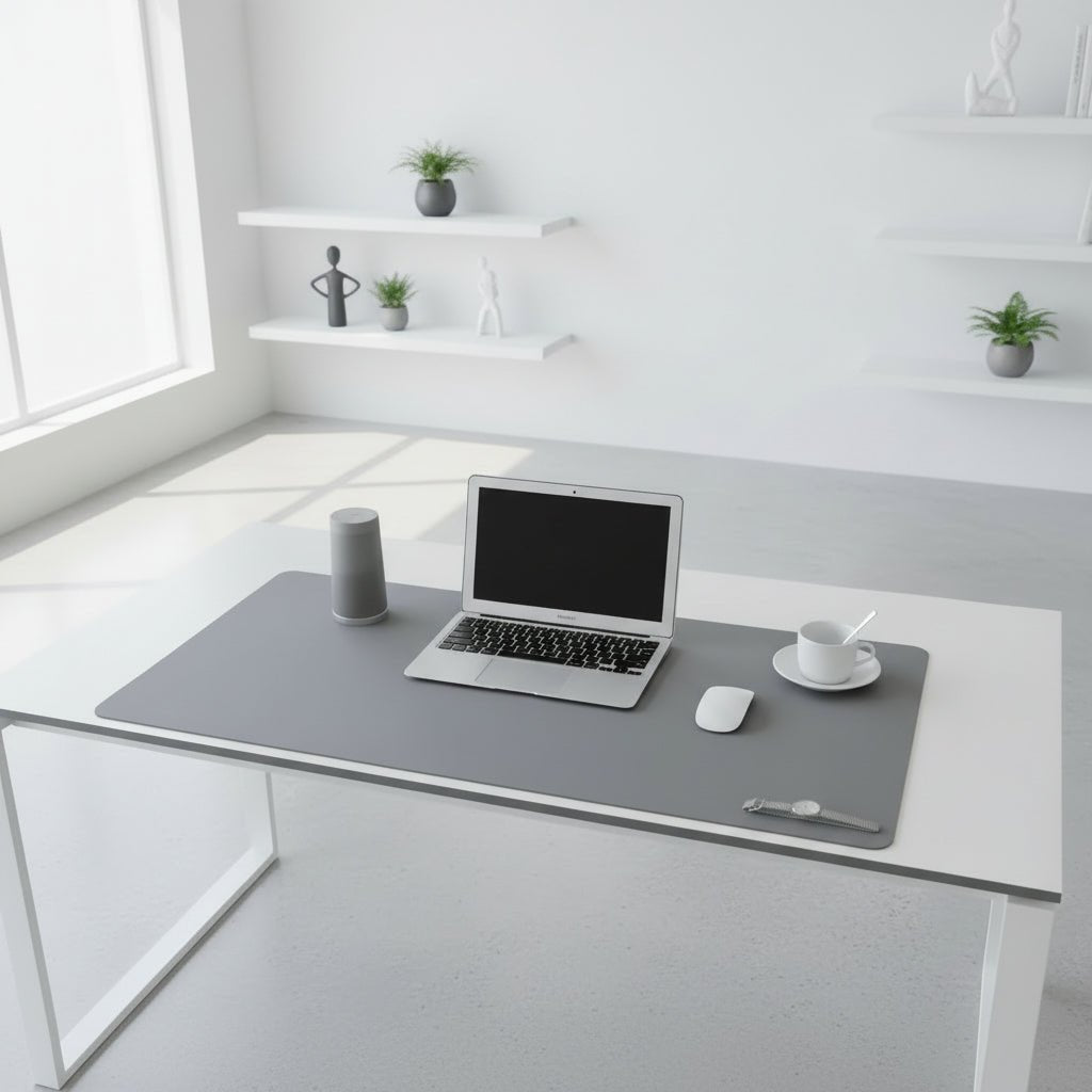 Stylische rosa PU-Leder Desktop-Matte, wasserfest. Perfektes Accessoire für den Home-Office-Arbeitsplatz.