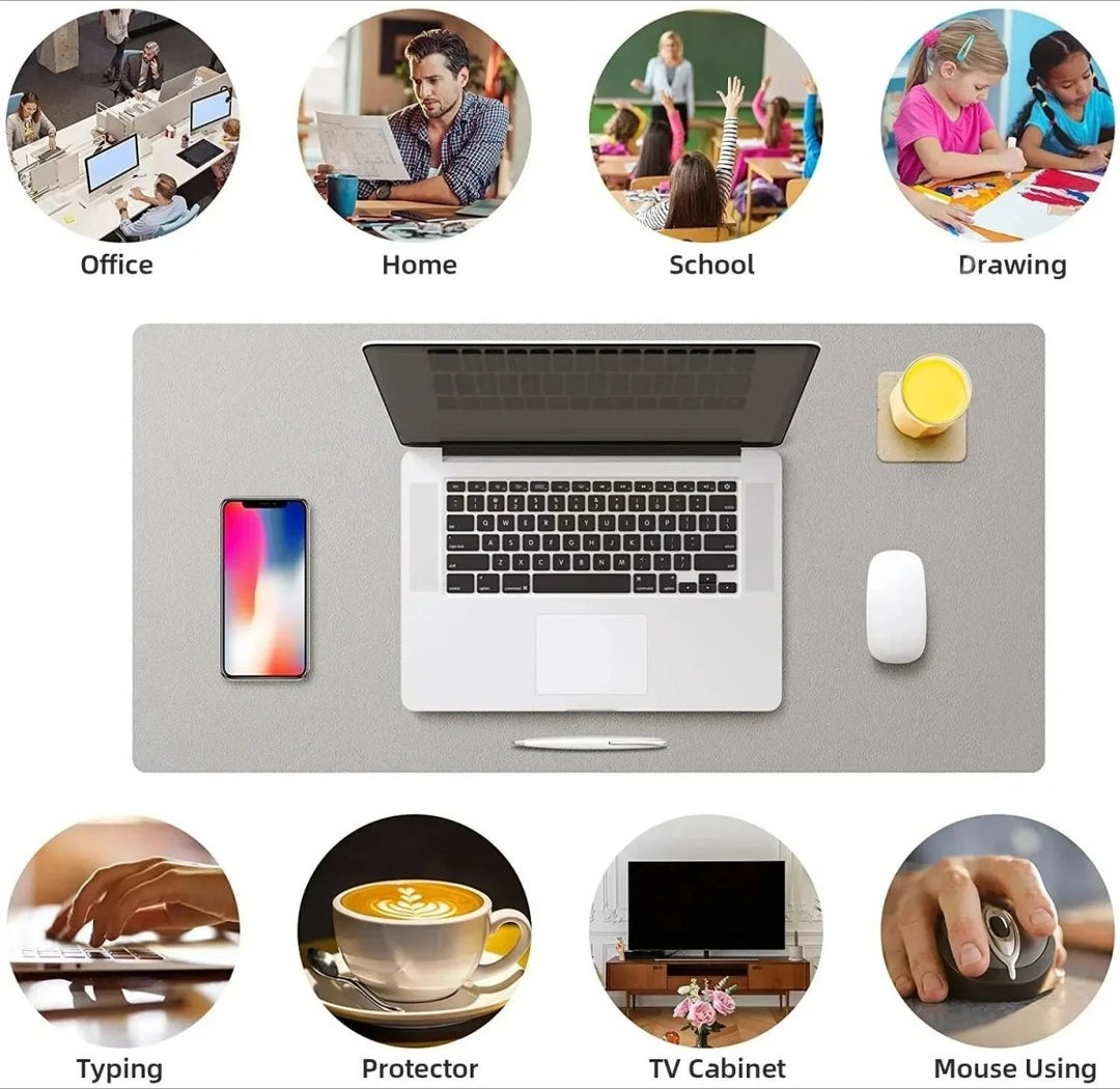 Rutschfeste PU-Leder Arbeitsplatzunterlage für stabilen Halt. Ergonomie & Schutz für Tastatur, Maus & Schreibtisch.