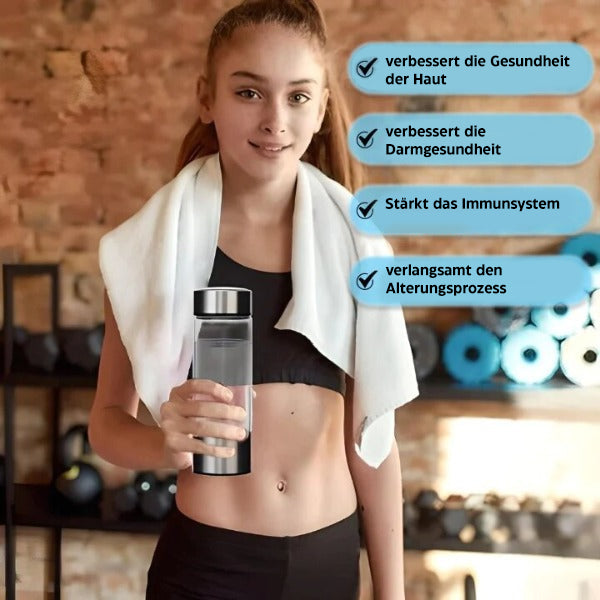 Elegante Wasserstoff-Wasserflasche mit fortschrittlicher PEM-Elektrolyse für reines, vitalisierendes Wasser.