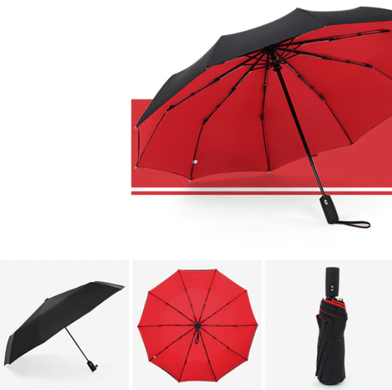 Eleganter winddichter Reiseschirm, kompakt und robust, für stilvollen Schutz vor ungemütlichem Wetter.