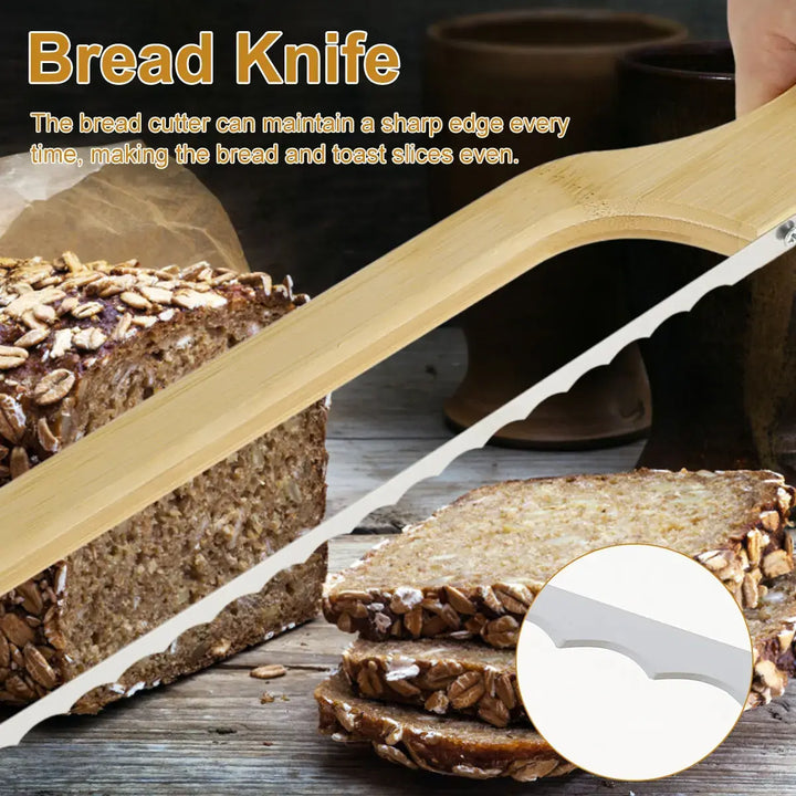 Ultimativer Küchenhelfer: Brotmesser mit gezahnter Klinge für müheloses Schneiden von Brot und Gebäck im Haushalt.