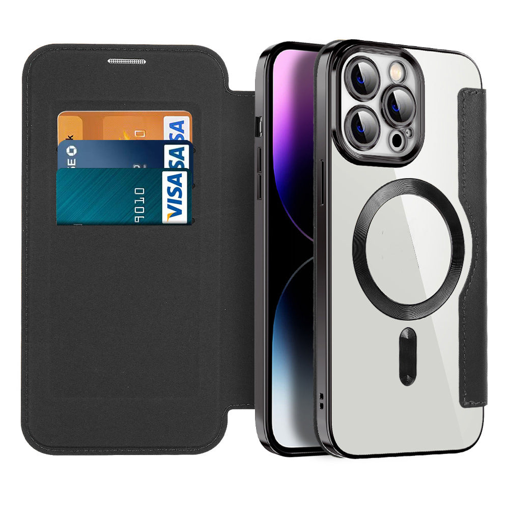 Elegantes Valtrix Leder Flip Case schützt Ihr iPhone stoßfest mit RFID-Schutz. Ideal für iPhone 15/14/13.