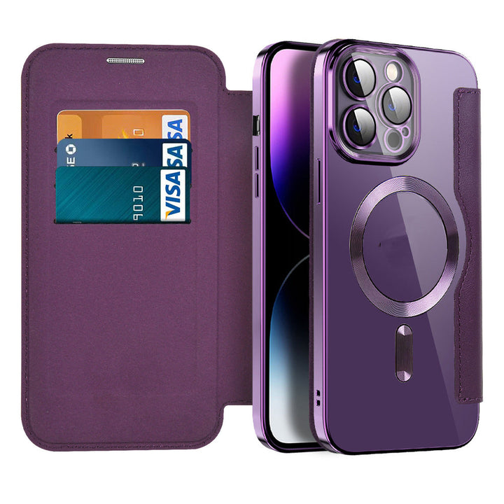 Stilvolle Leder Handyhülle Flip Case mit präzisen Aussparungen & Ständerfunktion für bequemen Gebrauch.