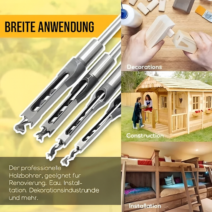 Qualitäts-Holzbohrer für Stemmmaschinen. Erzeugt saubere, quadratische Löcher.