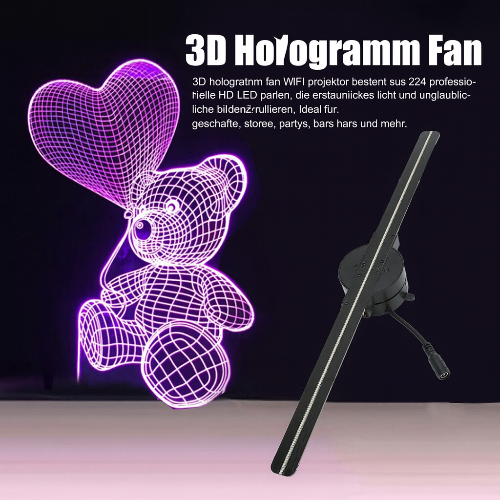 Moderner HoloVision 3D LED Projektor, elegant im Design, ideal für Heimkino und Garten Dekoration.