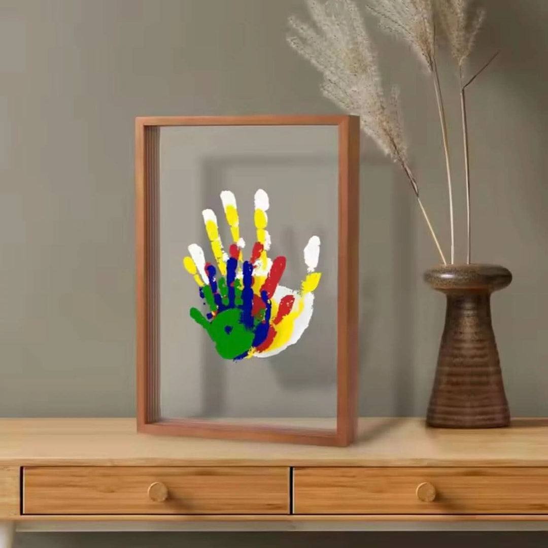 Holz Baby Erinnerungsrahmen für Hand- & Fußabdruck. Komplettset für Neugeborene, ein personalisiertes Andenken.