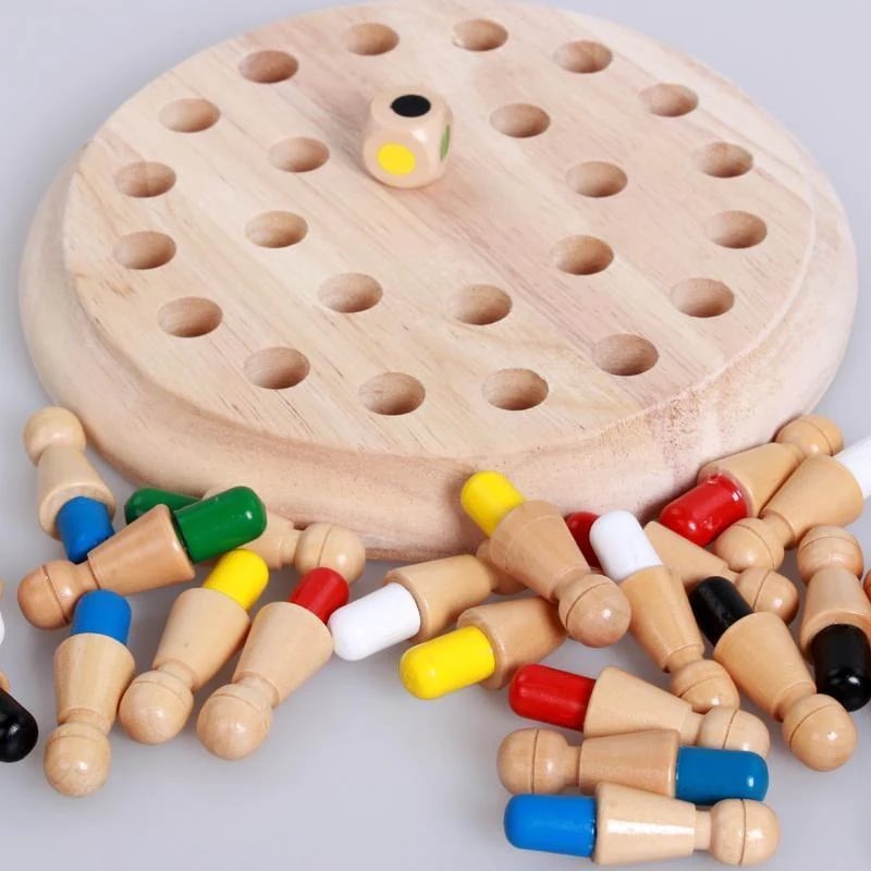 Pädagogisches Holzspielzeug "FarbGreif": Gedächtnisspiel für Kinder, fördert Farberkennung & Motorik in der Vorschule.