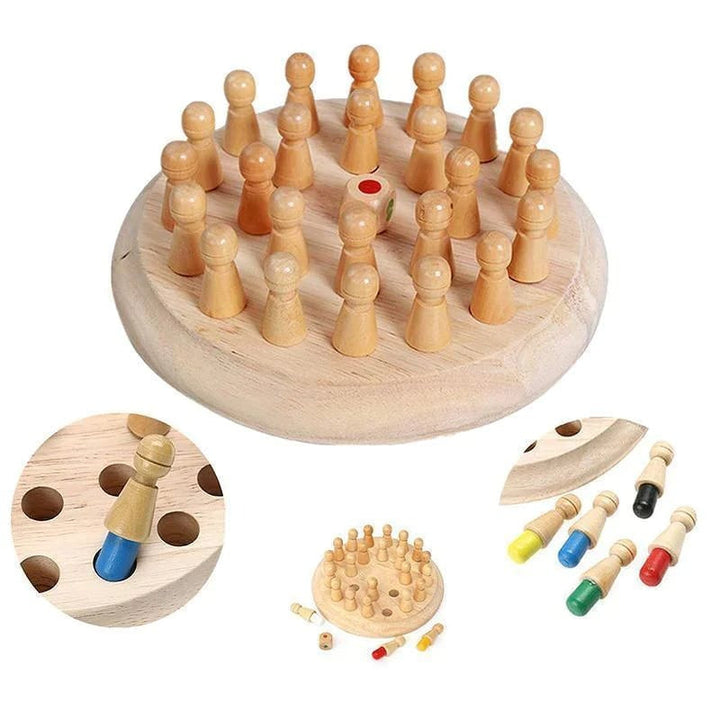 Kleinkindspielzeug "FarbGreif": Holz-Farbenmemory, trainiert spielerisch Gedächtnis, Farberkennung und Logik.
