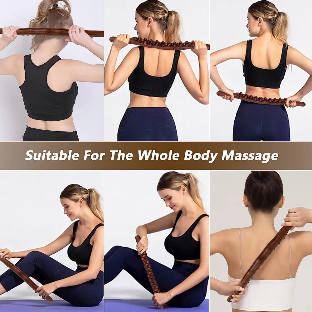 Ergonomischer Massagestab aus Naturholz, ideal für gezielte Muskelentspannung und bessere Durchblutung.