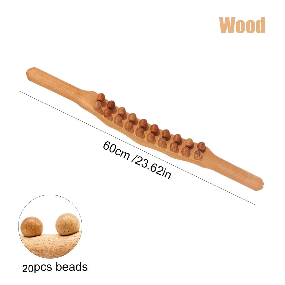 Vielseitiger Holzmassagestab für Gua Sha-Techniken, gezielte Tiefenentspannung der Muskeln und Wellness.