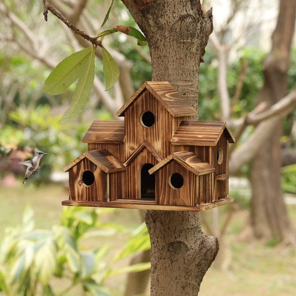 Hochwertiges Nestora Holz-Nistkastenhaus für Gartenvögel. Bietet sicheren Unterschlupf und Schutz.