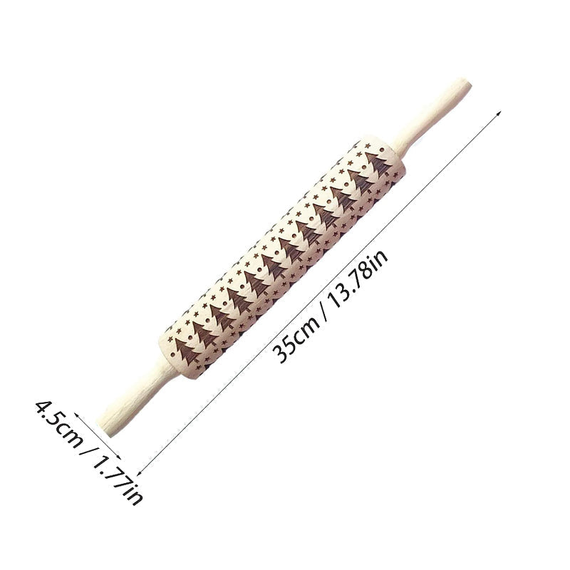 Fein gearbeitete Holz-Prägerolle für detailreiche Weihnachtsmotive auf Keksen. Für professionelles Weihnachtsgebäck.