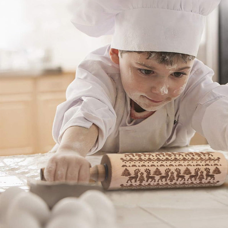 Ergonomische Prägerolle aus Holz für einfaches Keksebacken. Unverzichtbares Backzubehör für die Weihnachtszeit.