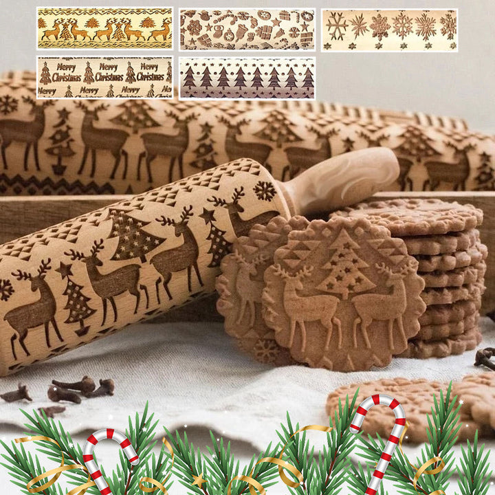 Hochwertige Prägerolle aus Holz; ein Muss für die festliche Weihnachtsbäckerei und wunderschöne Plätzchen.