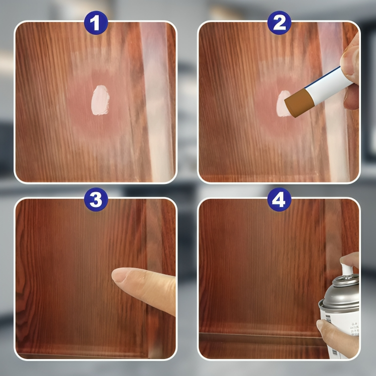 DIY Holzstift zur schnellen Reparatur von Kratzern und Macken auf Holzböden und Möbeln. Einfache Anwendung.