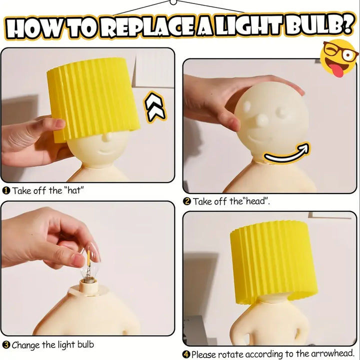 "LampenLars": Humorvolle Deko und freche Lampe, die gute Laune bringt. Originelle Geschenkidee.