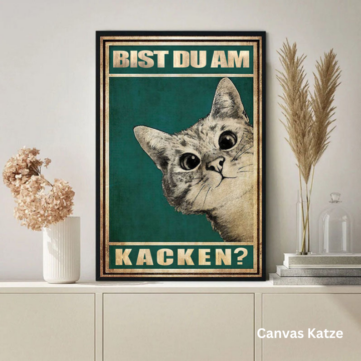 Humorvolles Katzen-Leinwandbild für moderne Deko. Perfekt für Wohnzimmer oder Schlafzimmer.