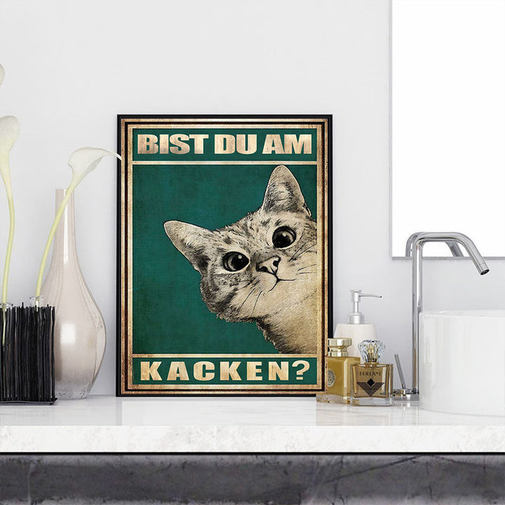 Moderne Tierliebe Deko: humorvolles Katzen-Wandbild auf Leinwand. Perfekt für Wohnzimmer & Schlafzimmer.