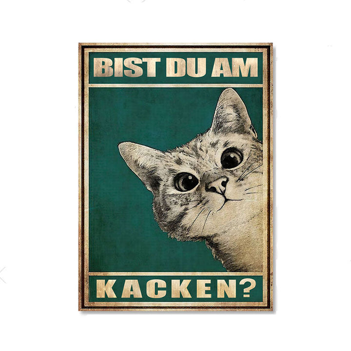 Humorvolles Katzen Leinwand-Wandbild. Ideal als lustige Deko für Schlafzimmer oder Wohnzimmer.