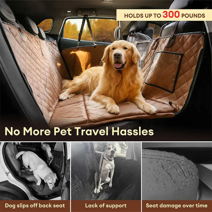 Praktische Autositzdecke für Hunde. Premium Kunstleder, wasserabweisend, idealer Rücksitzschutz.