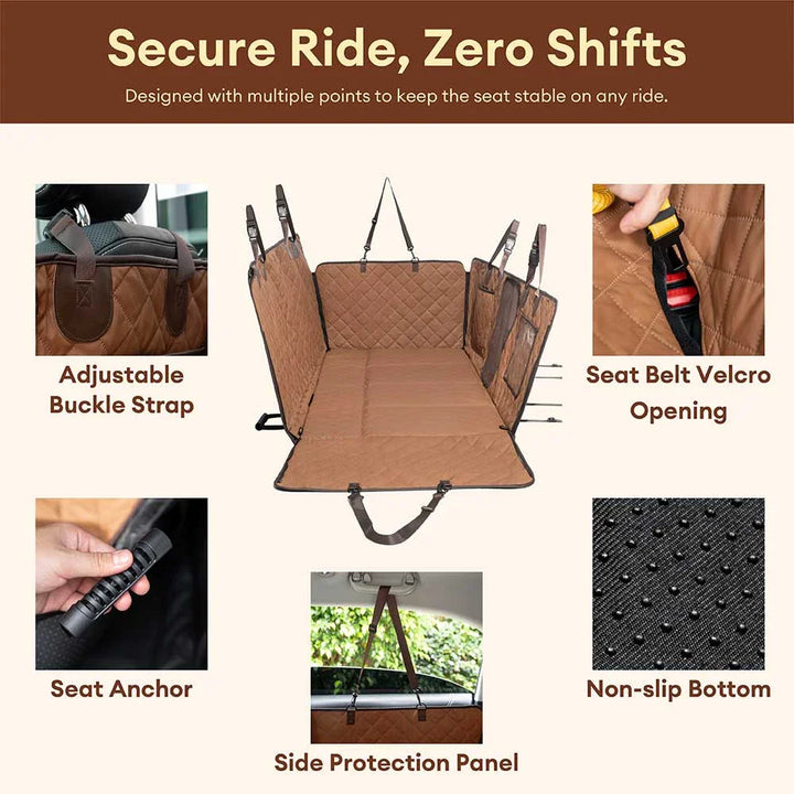 Premium Kunstleder Hunde Autositzdecke. Wasserdicht, strapazierfähig, schützt Sitze auf Reisen.