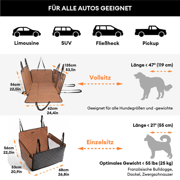 Vielseitige Haustierdecke für Auto, Kunstleder. Wasserdichter Rücksitzschutz & komfortabler Hundesitz.